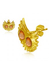 SALE - Plieniniai auskarai su pusbrangiu akmeniu